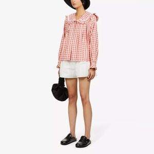 Sister Jane Racket Gingham Woven Shirt Red White XS